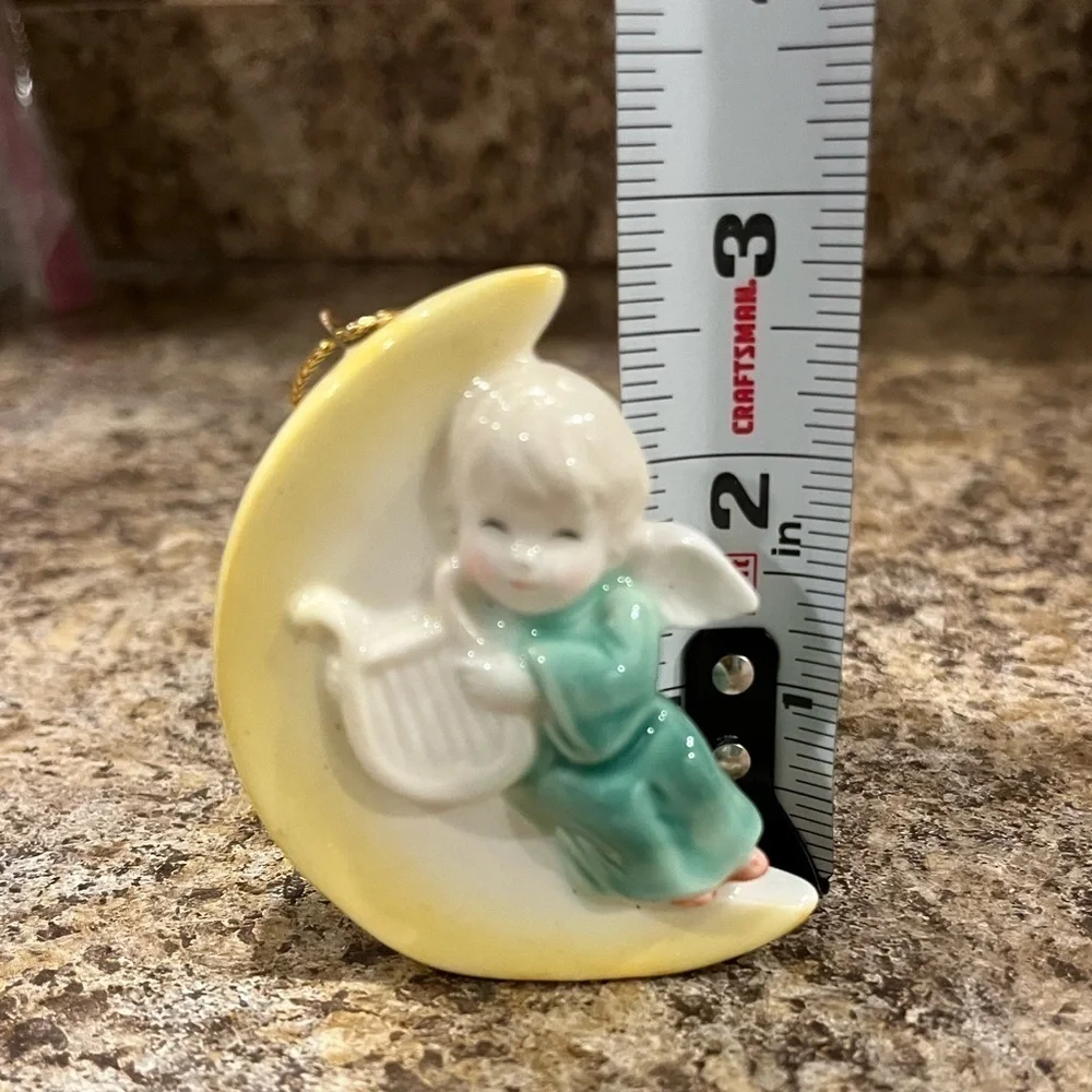 Vintage 1986 Angel sitting in Moon Christmas Ornament